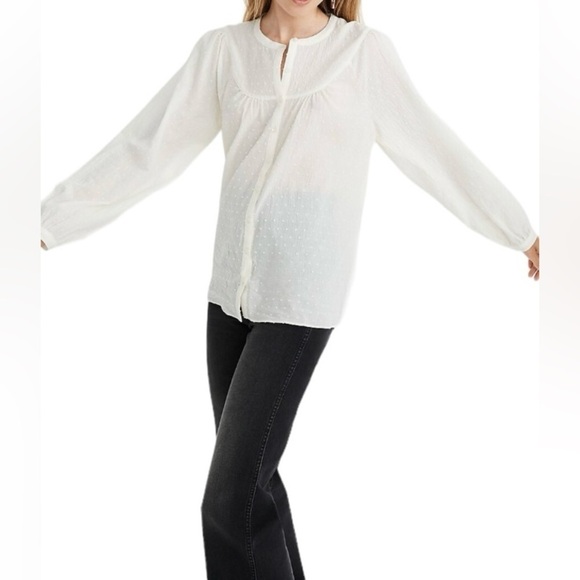 Madewell Tops - Madewell Swiss Dot Peasant Top